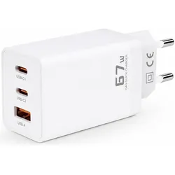 DVA Electric Netzladegerät Voltage GaN 67 W PD 3.0 QC 3.0 USB-A 2x USB-C, weiss (67 W, 2 Ports), USB Ladegerät, Weiss