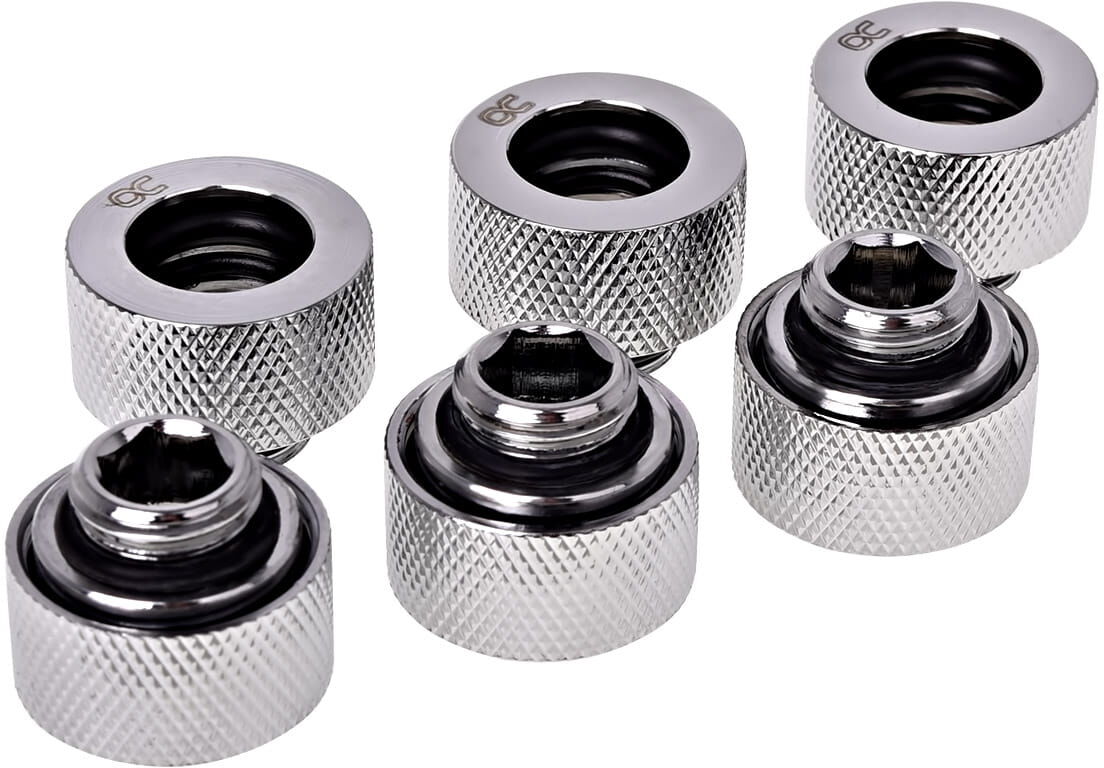 Alphacool HT 13mm HardTube Anschraubt&uuml;lle G1/4 - ger&auml;ndelt - Chr...
