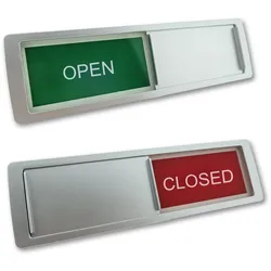 CombiCraft Schiebeschild "Open-Closed" in einem silberfarbenen Kunststoffschiebeprofil ca. 178x50mm