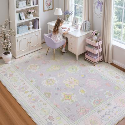 Bluebell Boho Oushak Area Rugs, Colorful Indoor Non-Slip Rugs, Washable, Soft