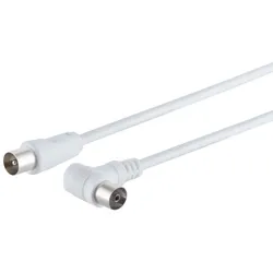 Antennenkabel, Winkel/ Gerade, >80 dB, weiß, 5m