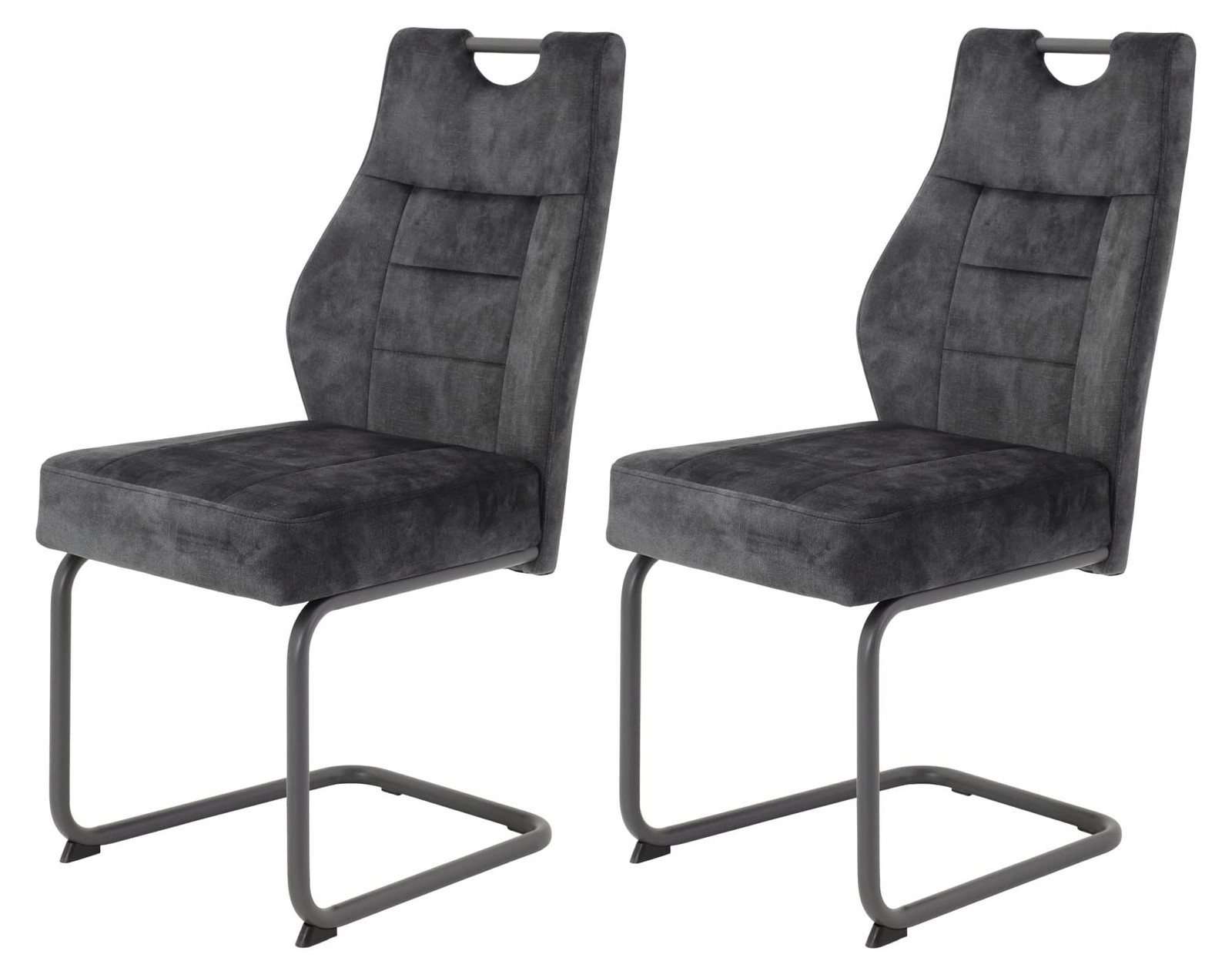 Dripio Set van 2 eetkamerstoelen met schommelmechanisme, microvezel, antraciet