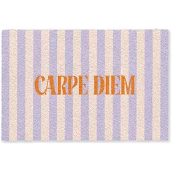 FUSSMATTE Lila – Orange – Streifen – Carpe Diem 180x120 cm