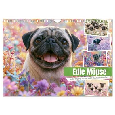 Edle Möpse (Wandkalender 2027 DIN A4 quer), CALVENDO Monatskalender