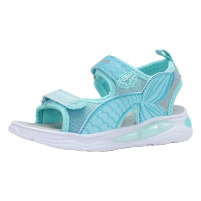 Sandale KANGAROOS "K-SLS ARIEL", Mädchen, Gr. 25, Synthetik, blau (ocean, mint), Mesh, Synthetik, Schuhe Sandale, mit Blinkfunktion, sportlicher Stil, mit Gummilaufsohle