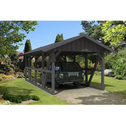 Skan Holz Schwarzwald Satteldach Einzelcarport 424 cm Holzcarport