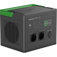 Schneider tragbare OffGrid Powerstation 730 schwarz/grün, Lithium-Ionen Akku 738Wh, 2x 230V 700W, 3x USB-A QC, 2x USB-C PD