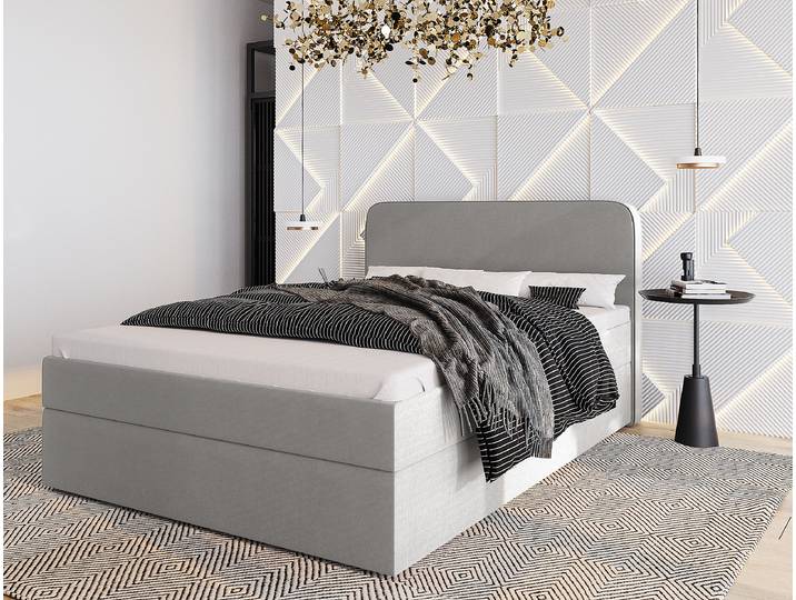 Boxspringbett mit Bettkasten 180 x 200cm Webstoff Aleida Blau/Grau