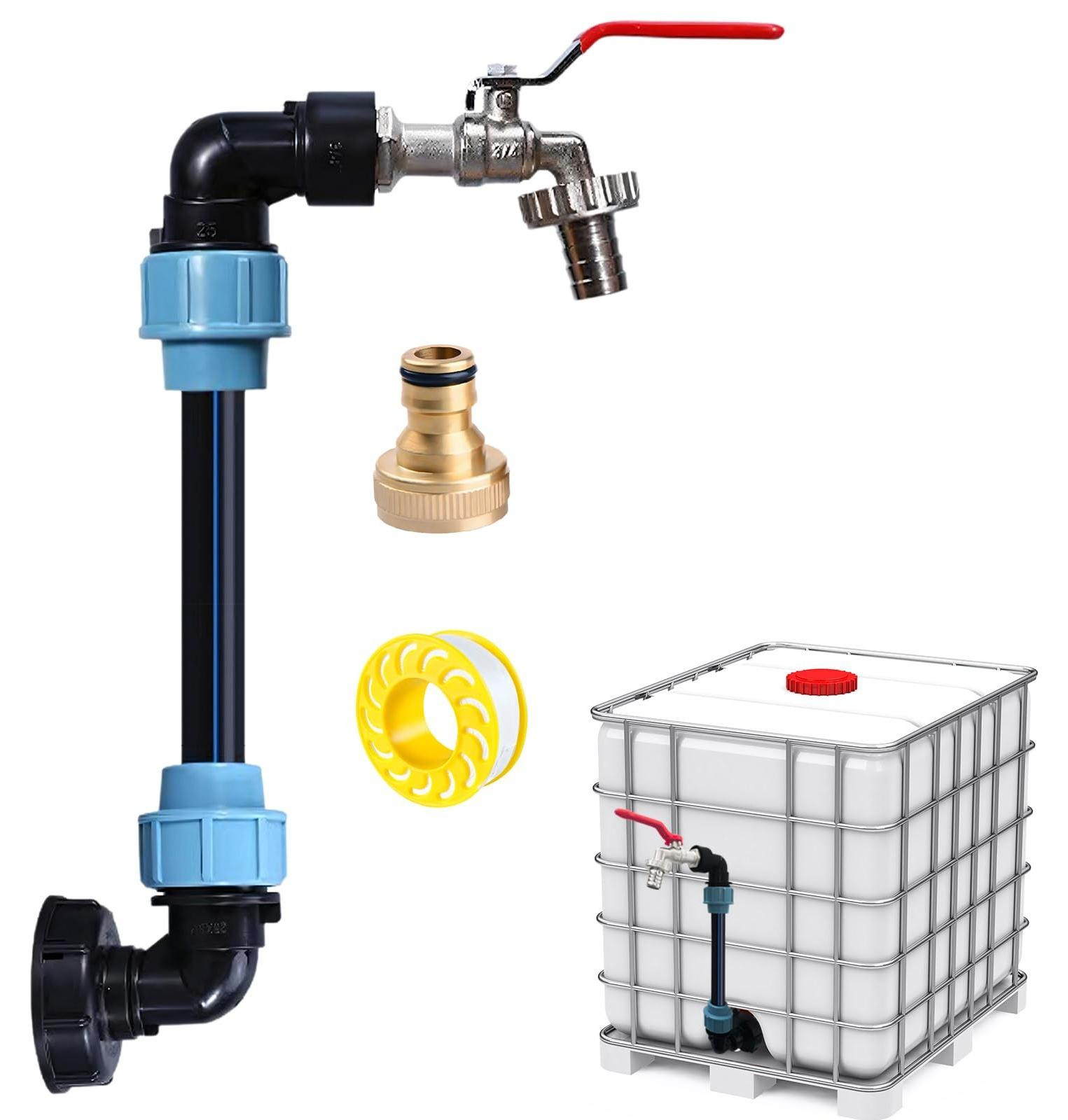 IBC Zwanenhals Kraan met Adapterset