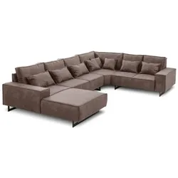 filippo Wohnlandschaft Antwerp Mikrofaser Braun Graubraun 373 cm