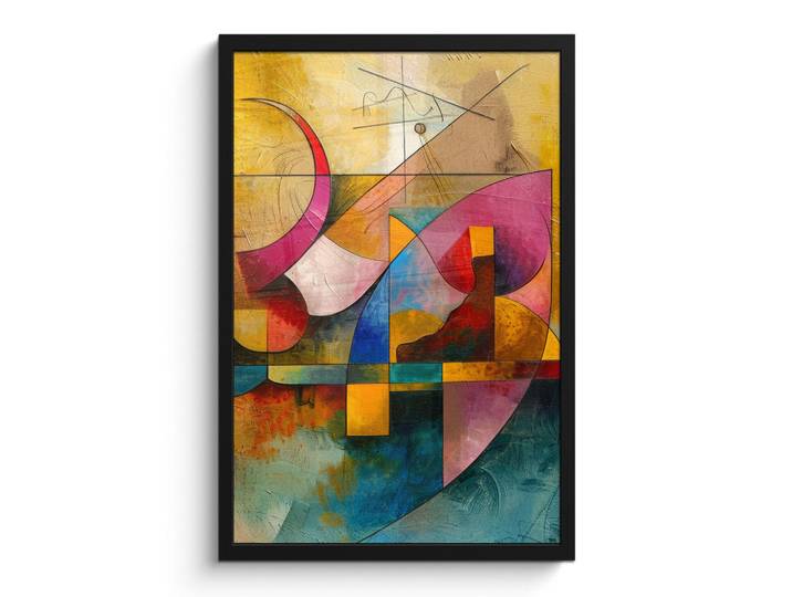 MuchoWow Poster MIT Rahmen Kunst - Abstrakt - Modern Bilder mit Rahmen 40x60 cm, Gelb, Papier, Rechteckig, 40x60 cm, gerahmt, Bilder & Rahmen, Bilder