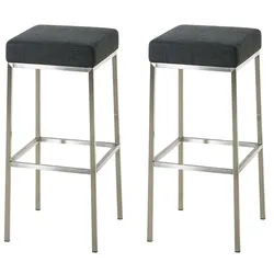 CLP 2er Set Barhocker Montreal Stoffbezug dunkelgrau/edelstahl