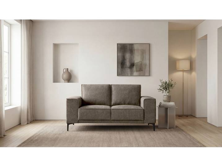 2-Sitzer GOODPRODUCT OLAND Bouclé, Sofa, B: 164 cm, Skandi-Design , braun, B:164cm H:85cm T:83cm, 100% Polyester, Sofas, 2-Sitzer, 164 cm, Wellenunterfederung, Skandi-Design, Metallfüsse