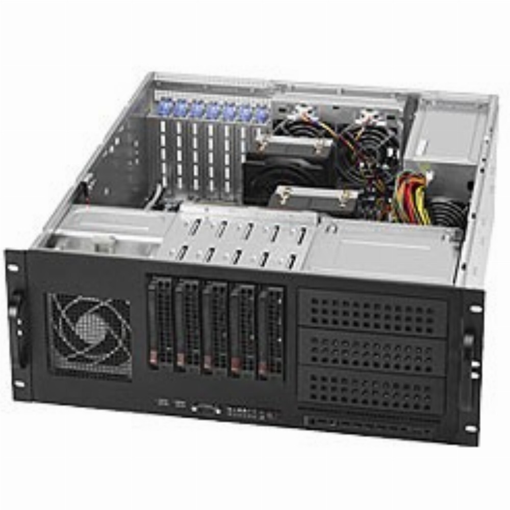 Supermicro SuperChassis 842TQC-668B, Rack, Server, Schwarz, Grau, ATX, EATX, micro ATX, 4U, Ventilatorausfall, HDD, Netzwerk, Leistung