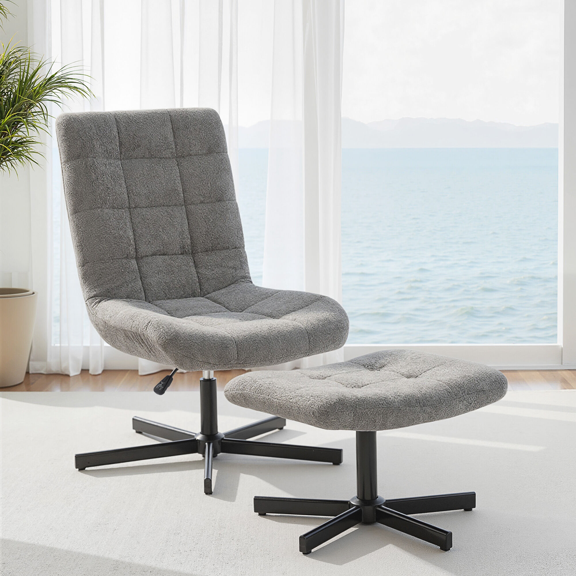 Altro Poltrona Reclinabile Su 4 Livelli Effetto Velluto Con Poggiapiedi Indipendente, 66x80x93-104 Cm, Grigio