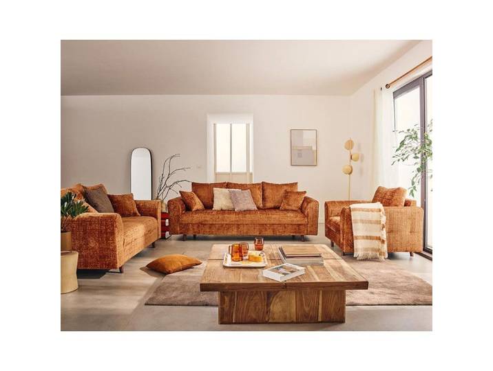 Rune - fauteuil en velours texturé - Rouille