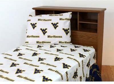West Virginia Mountaineers 100% Cotton Sheet Set