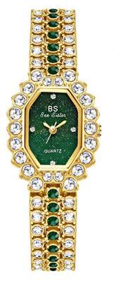 Everyday Crate BS Bee Sister FA1581 Diamond Women Watch Luxury Quartz Watch Glitter Bracelet Wristwatch golden Green