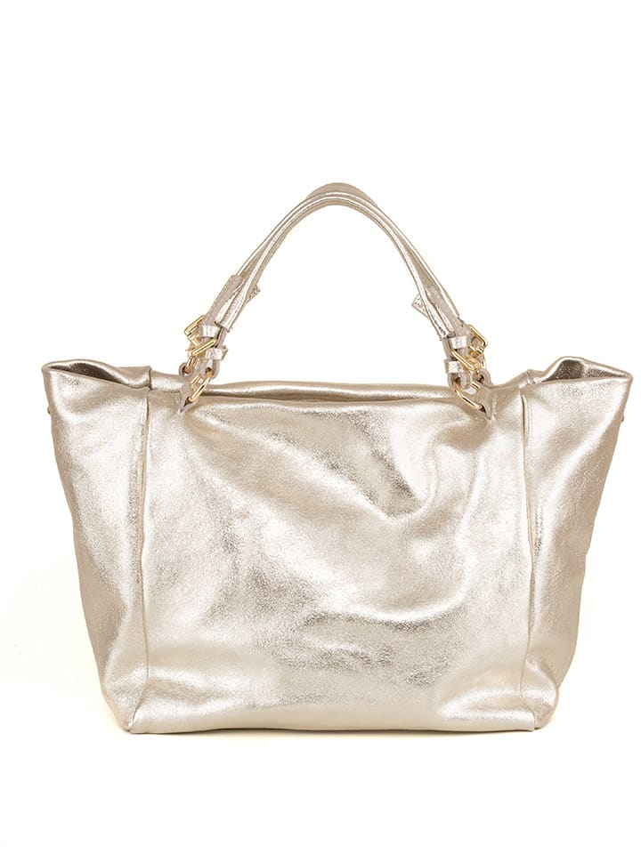 Lucca Baldi Leder-Shopper "Gimignano" in Gold - (B)45 x (H)50 x (T)20 cm - onesize