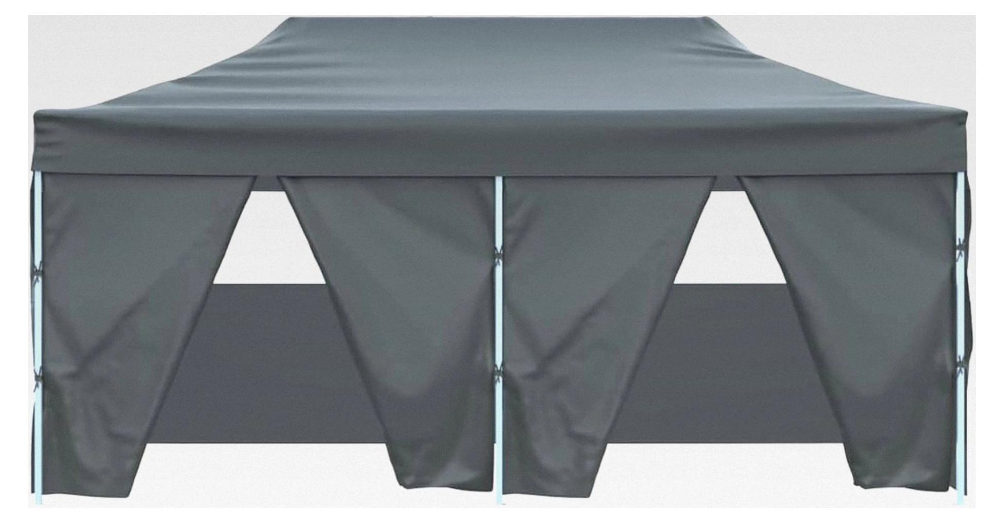 Faltbares Partyzelt 291x580x315 cm Anthrazit - Outdoor Party- und Campingzelt mit transparenten Fenstern