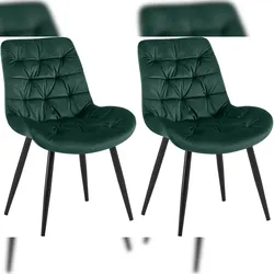 Décoshop26 - 2 Esszimmerstühle in grünem Samt mit schwarzem Metallgestell Komfort und zeitlose Eleganz 10_0007479