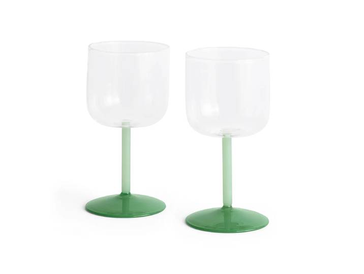 HAY - Tint Weinglas, klar / jade light green / jade dark green (2er-Set)