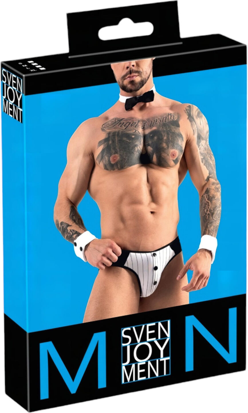 Svenjoyment - Men's Waiter Thong Costume Set (Black & White) - L