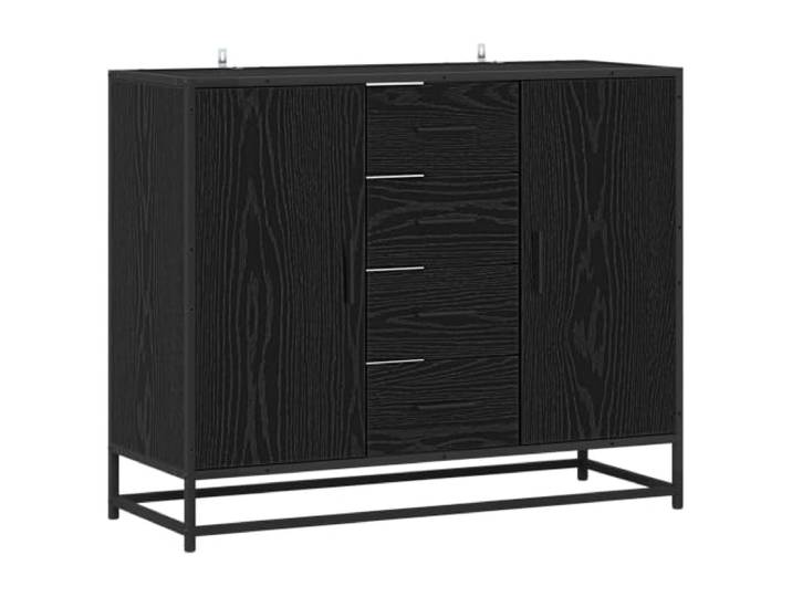 HKTMGDNG Sideboard Kommode Schwarz Eichen-Optik 92x35x76 cm Erhöhte Standfüße für gute Luftzirkulation im Schlafzimmer und Wohnzimmer, pflegeleichte Oberfläche mit viel Stauraum.