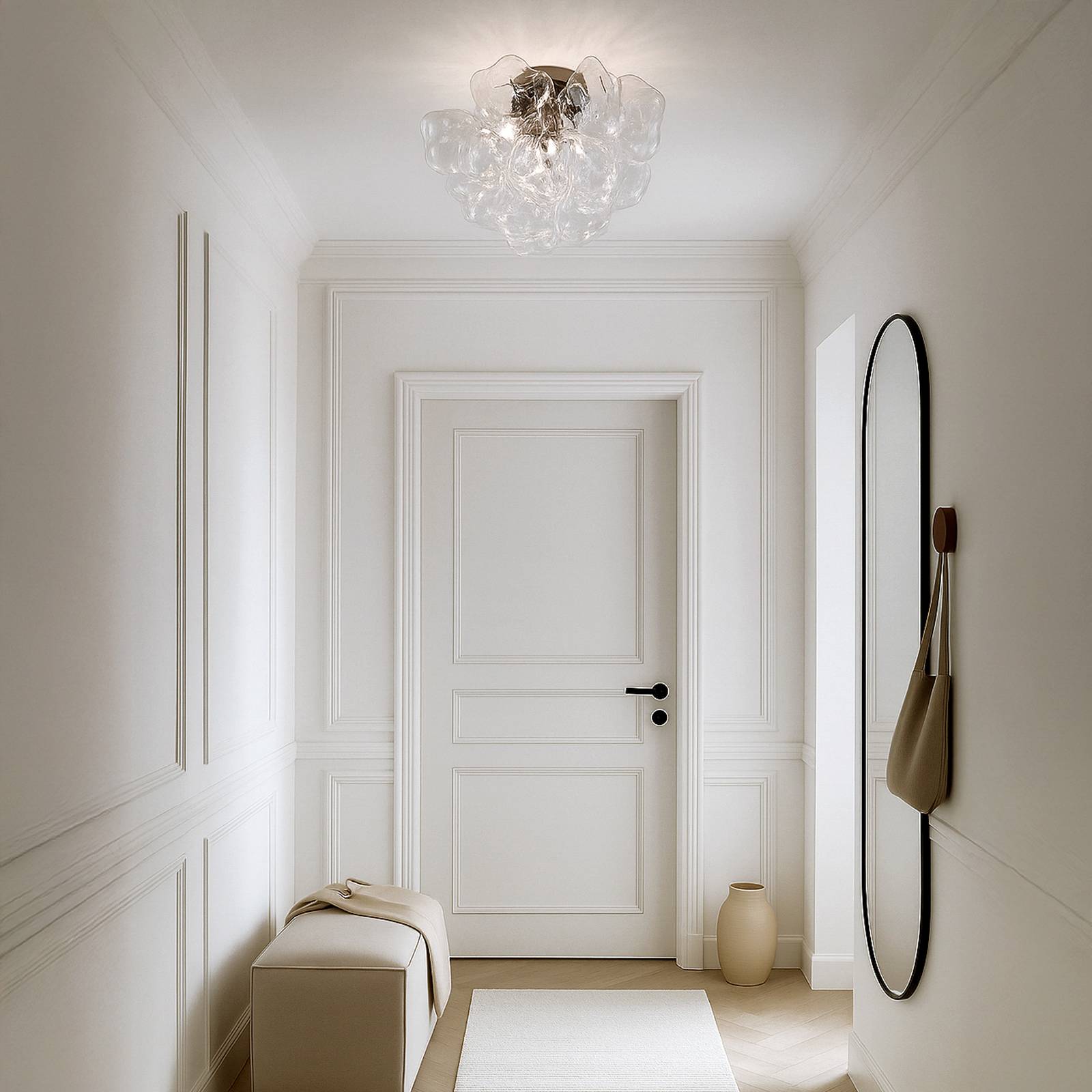 Ceiling Light Diborah Lucande, dimmable, Clear / transparent, Living / Dining Room, Glass, Design, Ceiling Light