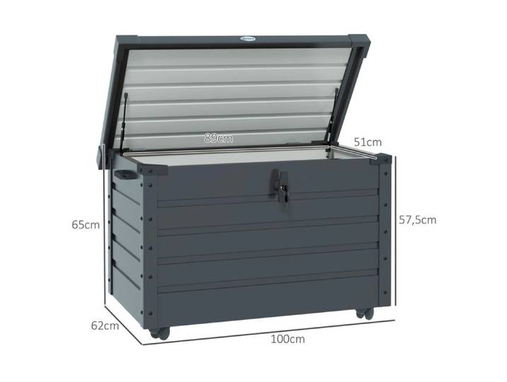 Boîte de jardin boîte de rangement avec roulettes caisse de rangement avec serrure poignée coffre de jardin pour balcon terrass