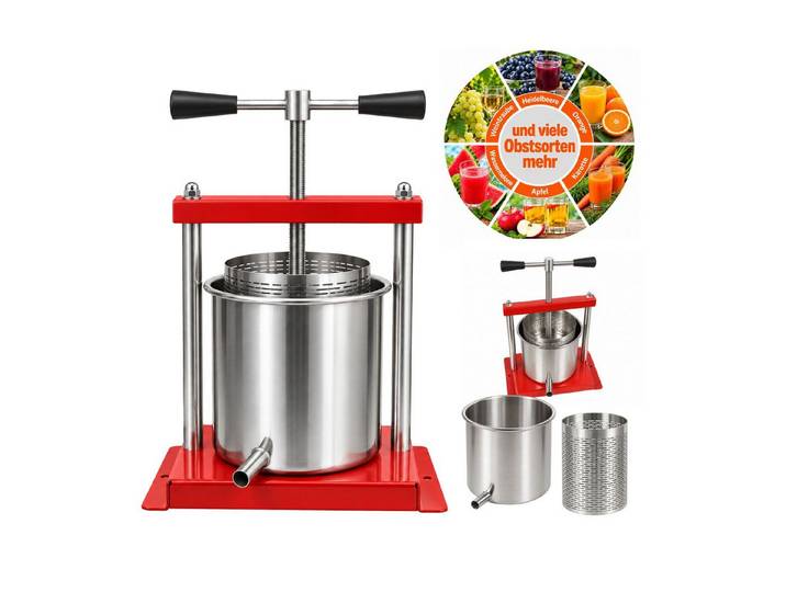 HELO24 Obstpresse Fruchtpresse Saftpresse Obstmühle Manuell Weinpresse Apfelpresse 5L
