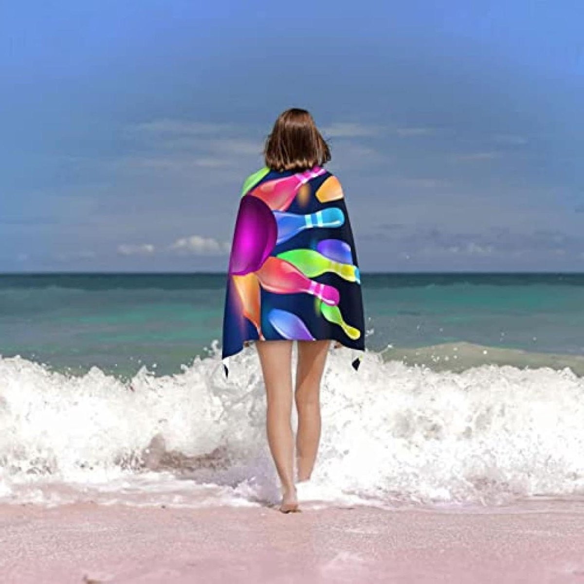 Merkloos Strandlaken Microfiber - Sneldrogende en Zandafstotende Handdoek voor Strand en Reizen - 82 x 132 cm - Print