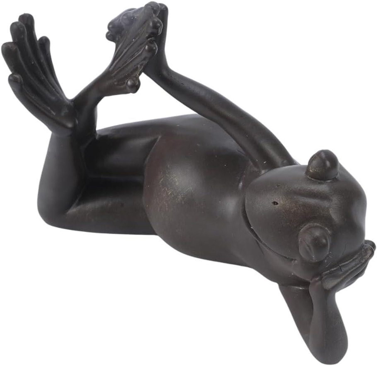 Kikkers Beeldje - Bronzen Harsen Ornament - Brons - Hoogte: 17.5 cm