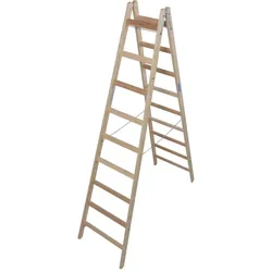 Krause STABILO Sprossen-DoppelLeiter (Holz) 2x9 Sprossen