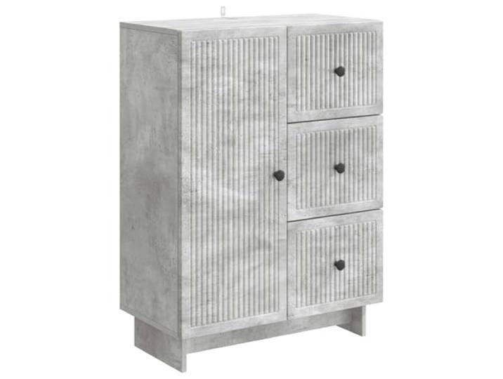 KPOTUERTU Sideboard Betongrau 66 x 34,5 x 90 cm Holzwerkstoff Metallknopf-Drehgriffe, 90°-Pendeltüren, Regal-Bauweise, Wandbefestigungen, feuchtes Tuch