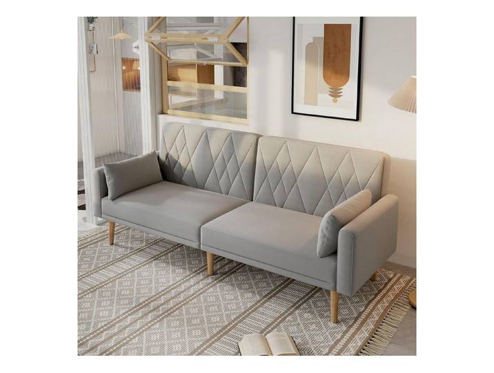 LuxusKollektion Schlafsofa Schlafsofa Zweisitzer Schlaffunktion Samtstoff Wohnzimmer Grau