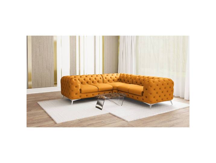 Ecksofa III Gelb Microfaser Enza 262 x 262cm Gleichschenklig Glamour