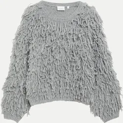 Strickpullover mit Fransen Grau 38