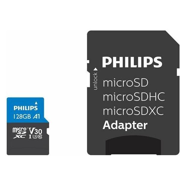 Philips MicroSDXC Class 10 UHS-I U3 mit Adapter (128 GB, microSDXC, U3, UHS-I) (FM12MP65B/00)