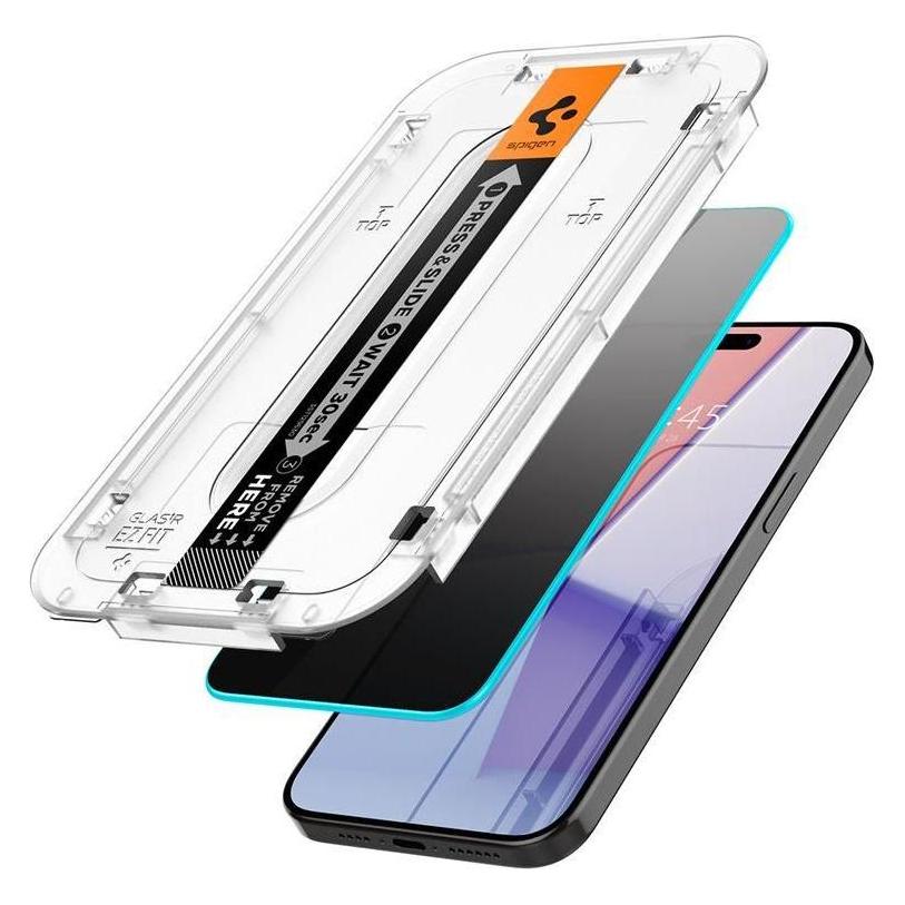 Spigen GLAStR EZ FIT Privacy HD Entworfen fur iPhone 15 Pro Premium gehartetes Glas Displayschutzfolie (1489652001)