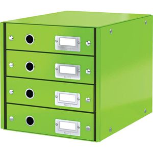 Leitz Schubladenbox 6049-00-54, WOW Click & Store, A4, Pappe, 4 Fächer, geschlossen, grün