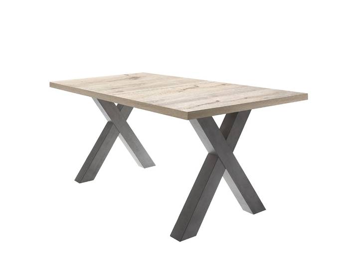 Table extensible Leeton III 160 x 77 x 90cm Marron/Gris/Imitation chêne sable