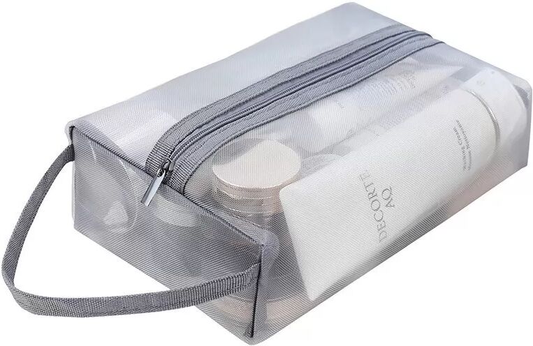 INF Kosmetiktasche 3er Set - Netzstoff Handtasche für Reise, Bad & Schwimmen Grau