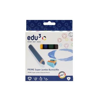 edu³ PRIME Super Jumbo Buntstifte, 6er Set inkl. Spitzer