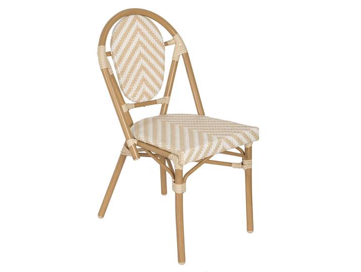 Oviala - Chaise de jardin bistrot parisien en aluminium et rotin synthétique, motif en chevrons