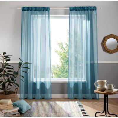 Gardine OTTO HOME "Ari, 1 Stück, Multifunktionsband, transparent" Gr. 5, blau (petrol), B:140cm H:265cm, Voile, Polyester, Gardinen, Gardine, Bestseller mit 4,5-Sterne-Bewertung