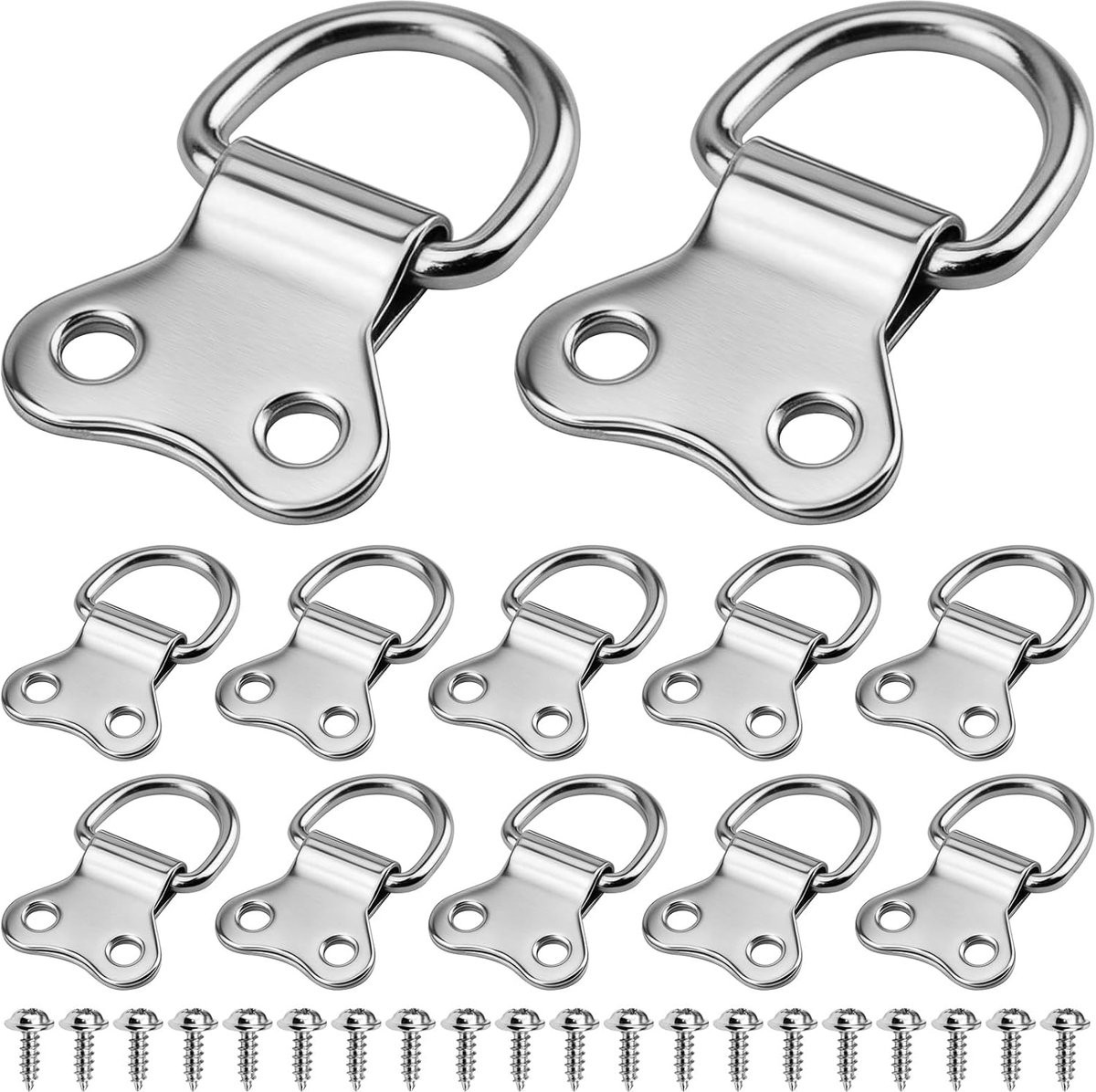 Set van 10 zilveren fotolijst hangers met dubbele schroefgaten en D-ringen voor decoratie