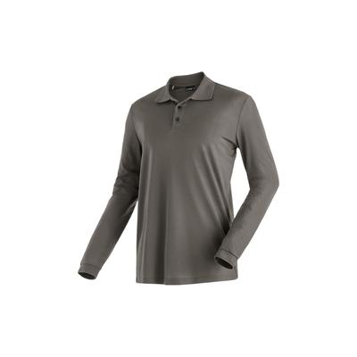 Langarm-Poloshirt MAIER SPORTS "Ulrich L/S", Herren, Gr. XL, grau (schlamm), 100% Polyester, Shirts, Herren Polo langarm, leichtes Funktionsshirt, Langarmshirt, Reg. Fit