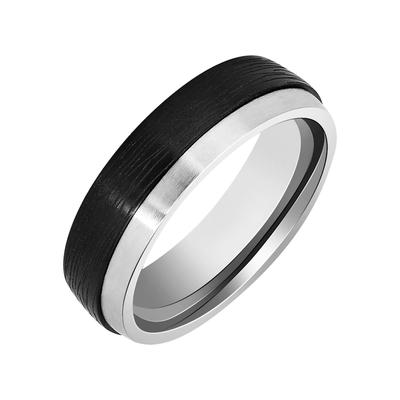 Partnerring AKZENT "Urban Vows" Silber - Schlicht - Nickelfrei- Wasserfest" Gr. 68, schwarz (bicolor58), Fingerringe, Herren, 68, Edelstahl