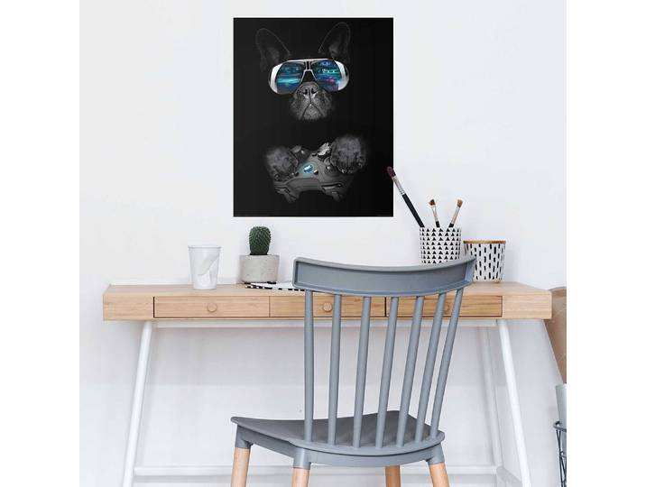Poster Doggy Cool Papier Schwarz 40 x 50 x 0cm